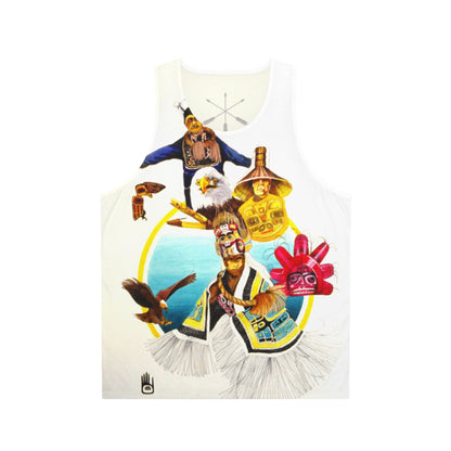Tlingit Art Tank Top — Eagle & Salmon Tribal Masks All-Over Print
