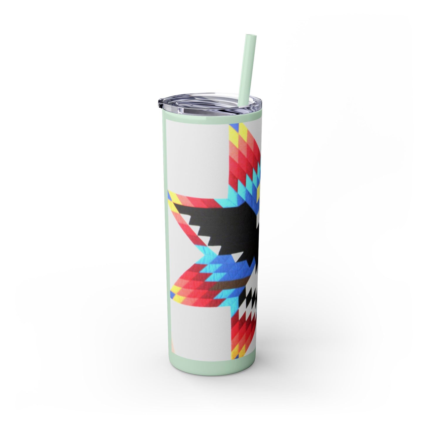 Onci 20oz Skinny Tumbler - Geometric Thunderbird Design, Insulated Travel Cup with Straw