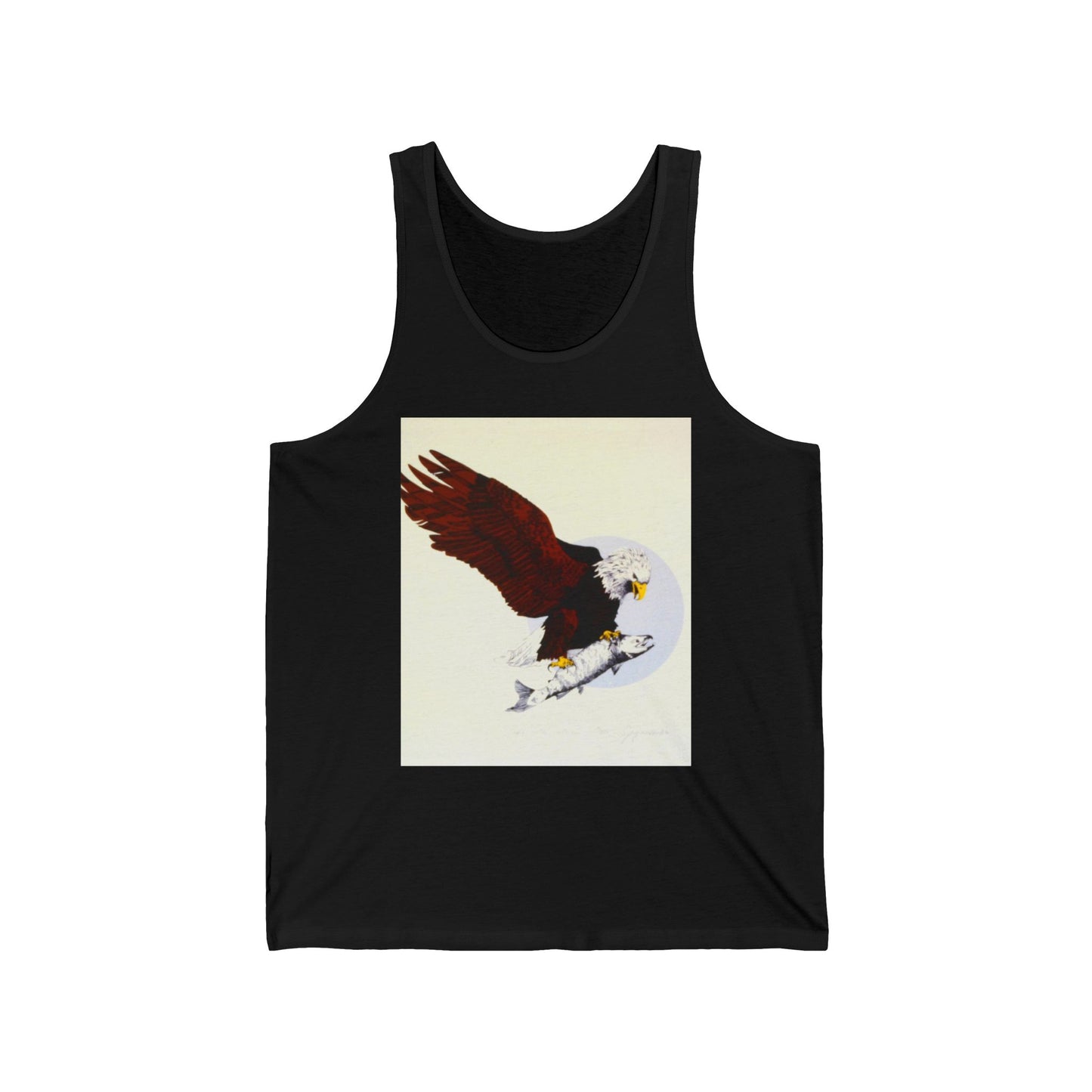 Eagle & Salmon Tank Top — Vintage Patriotic Graphic Muscle Tee