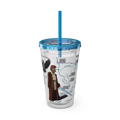 Blackhawk 16oz Tumbler with Straw — Illustrated Map & Raven Design