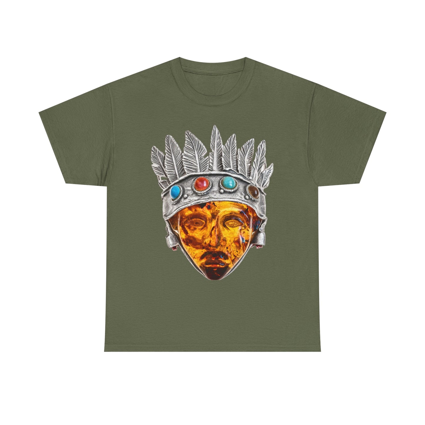 Tribal Crown Mask Tee — Vintage Gemstone Headdress Graphic T-Shirt
