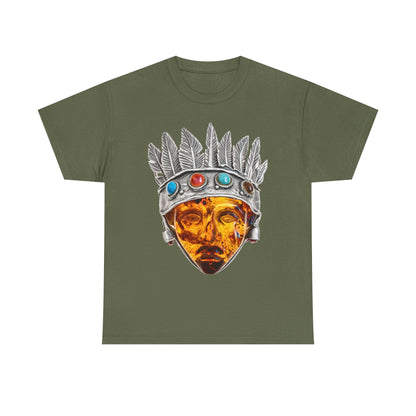 Tribal Crown Mask Tee — Vintage Gemstone Headdress Graphic T-Shirt
