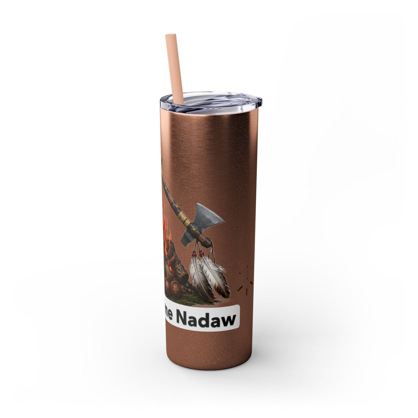 Pottawatomie Campfire Badge Skinny Tumbler 20oz — Badawadame Nation Design