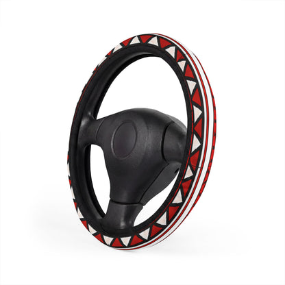 Red Triangle Pattern Steering Wheel Cover — Geometric Car Accessory
