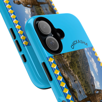 Chickasaw Tough Case — Native Warrior Phone Case with Scenic River Design
