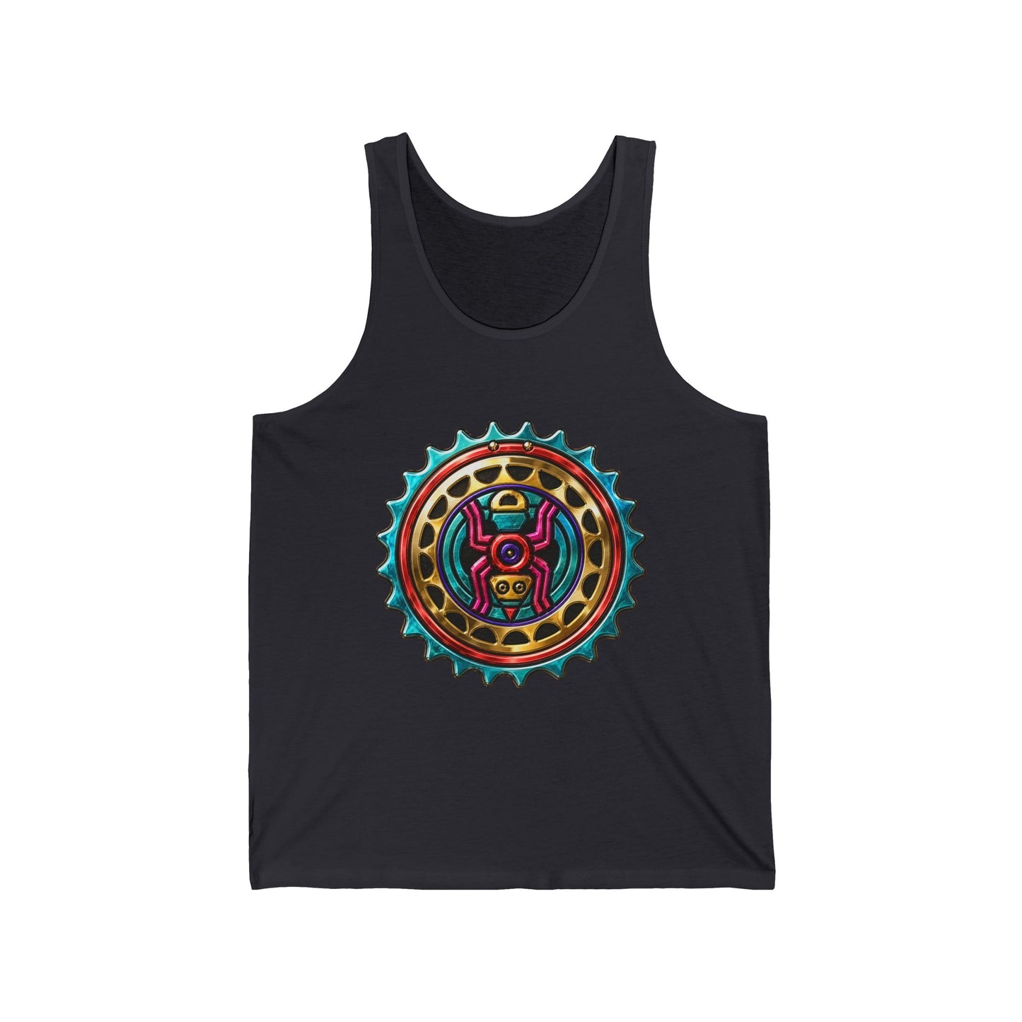 Tribal Gear Tank Top — Colorful Aztec Medallion & Crossed Arrows Graphic