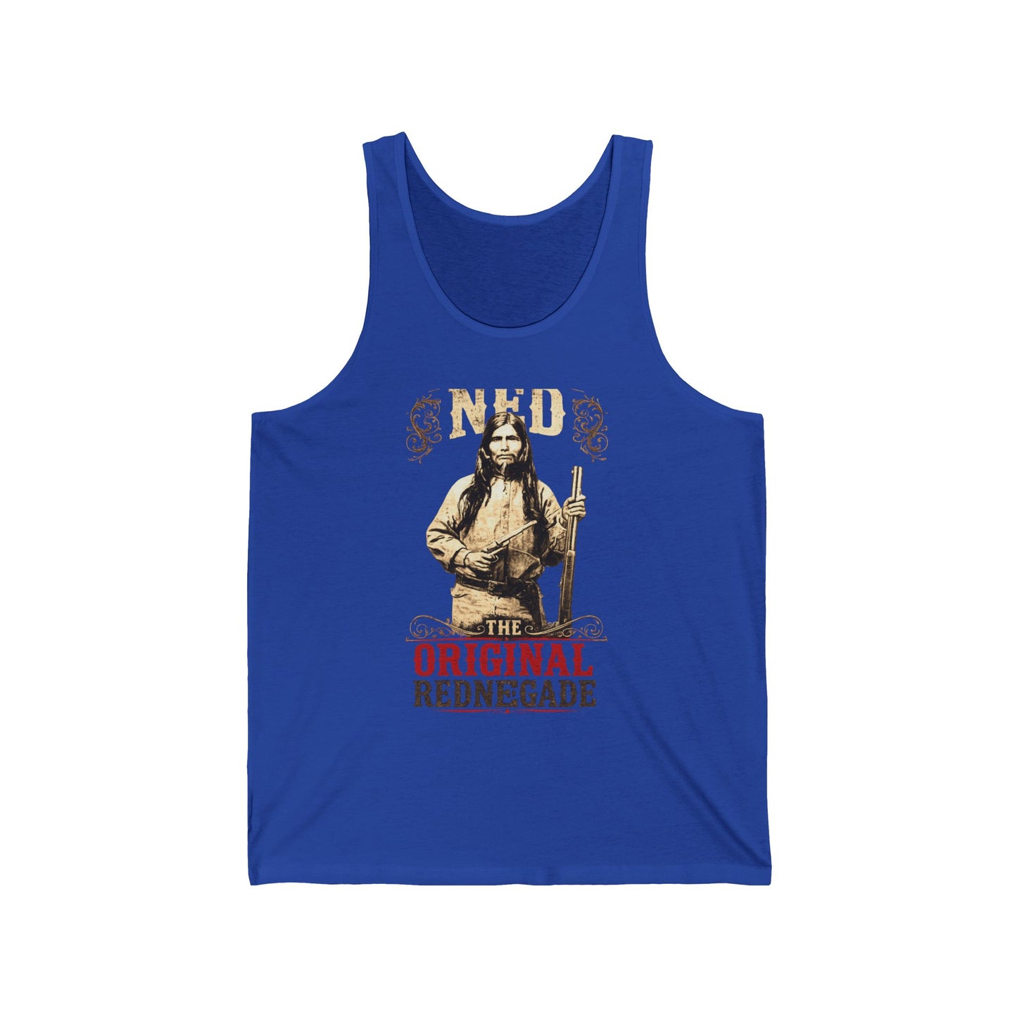 Ned Original Rednegade Native Warrior Tank Top — Vintage Western Indigenous Graphic Tank