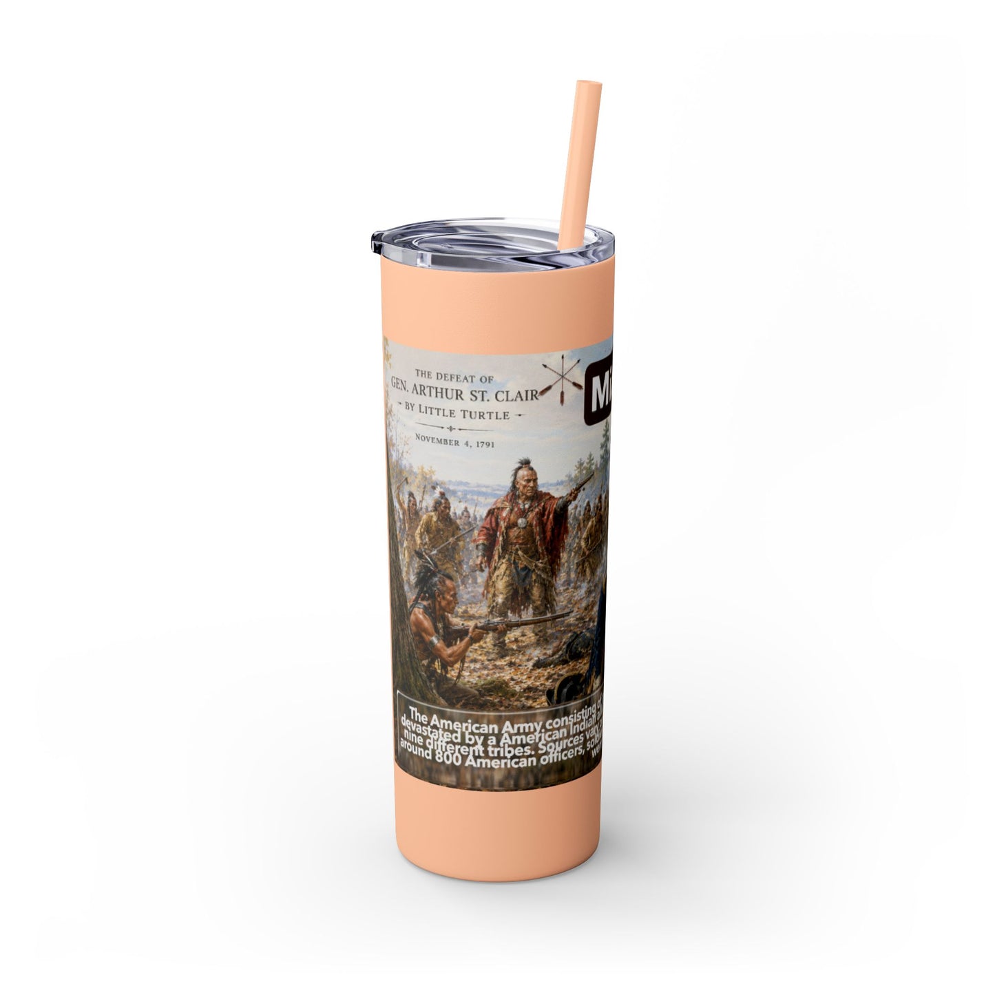 Miami Tribe Historical Skinny Tumbler 20oz — Native American Heritage Travel Cup