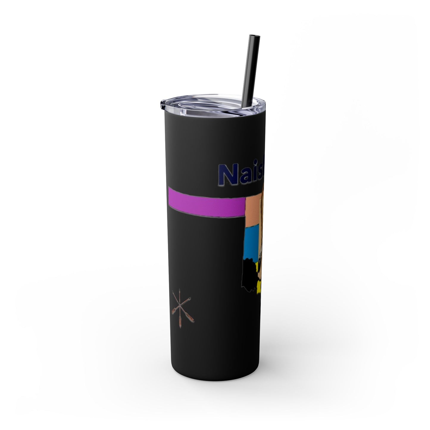 Apache 20oz Skinny Tumbler with Straw — Colorful Retro Design "Naishade"