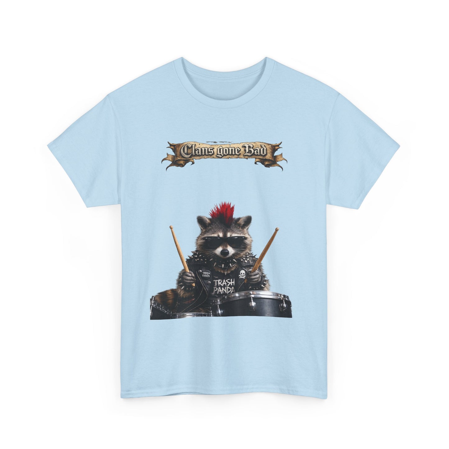 ClansDrummer Raccoon Graphic Tee — "Chaos Goes Brrr" Cute Punk Rock T-Shirt
