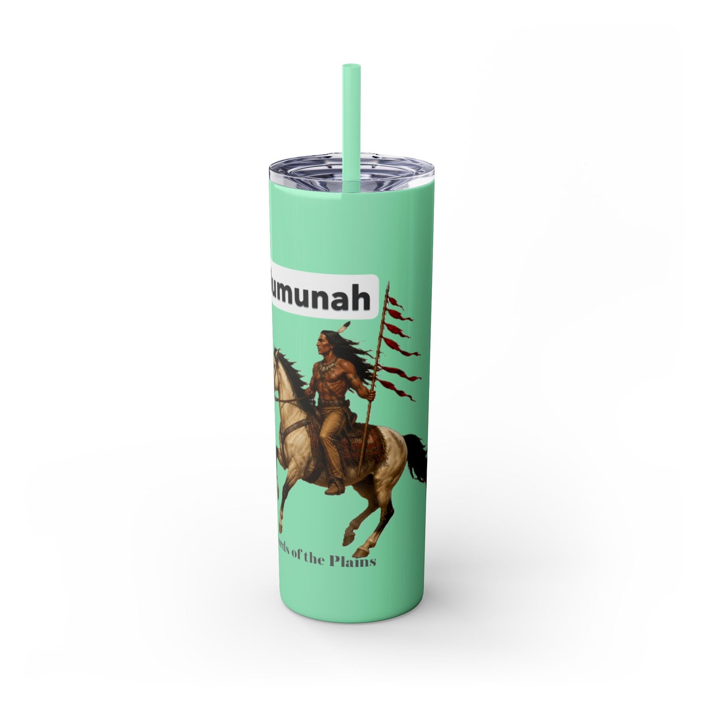 Comanche Numunah Warrior Horse 20oz Skinny Tumbler with Straw — Native American Inspired Travel Cup