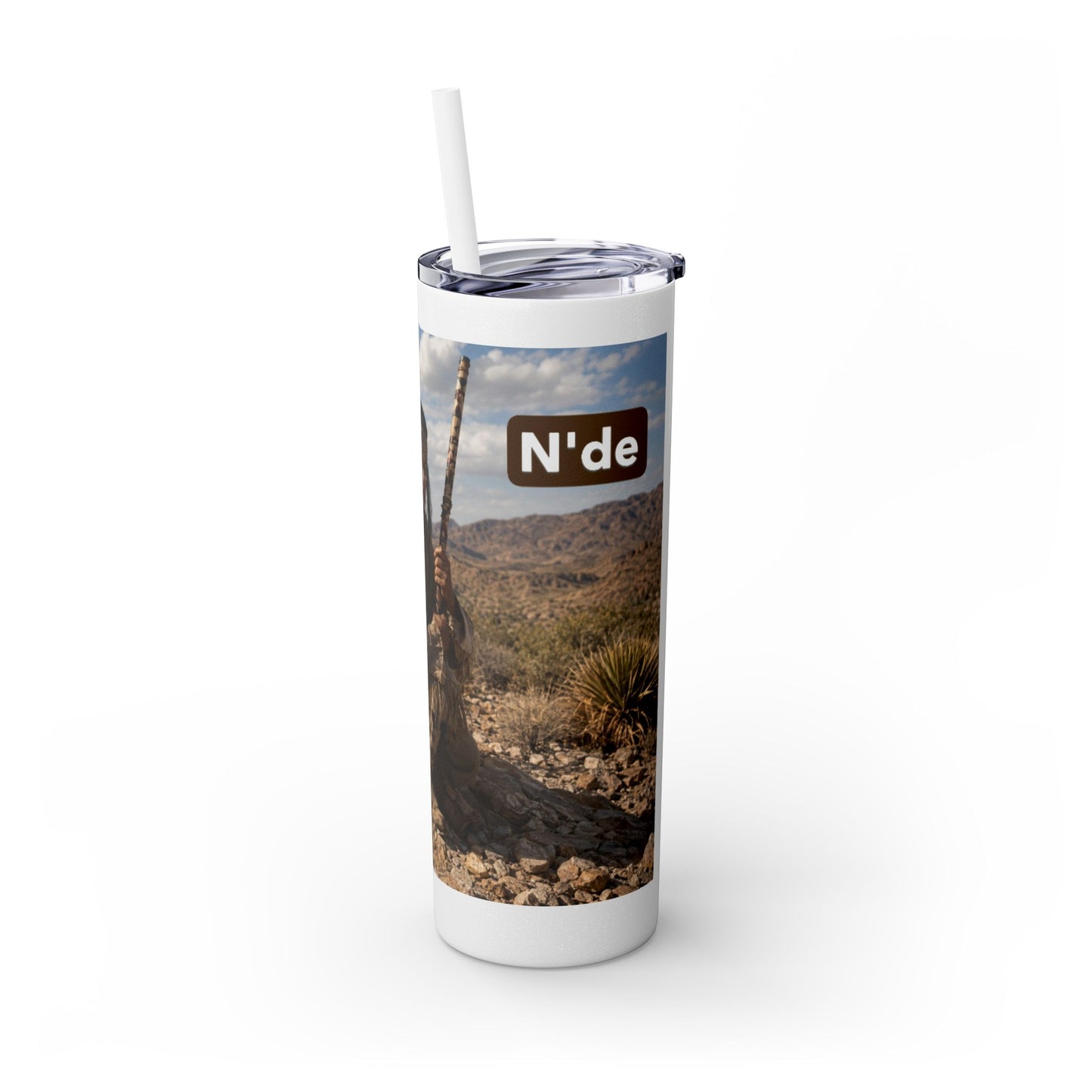 Ft. Sill Apache 20oz Skinny Tumbler with Desert Native Warrior Photo Wrap