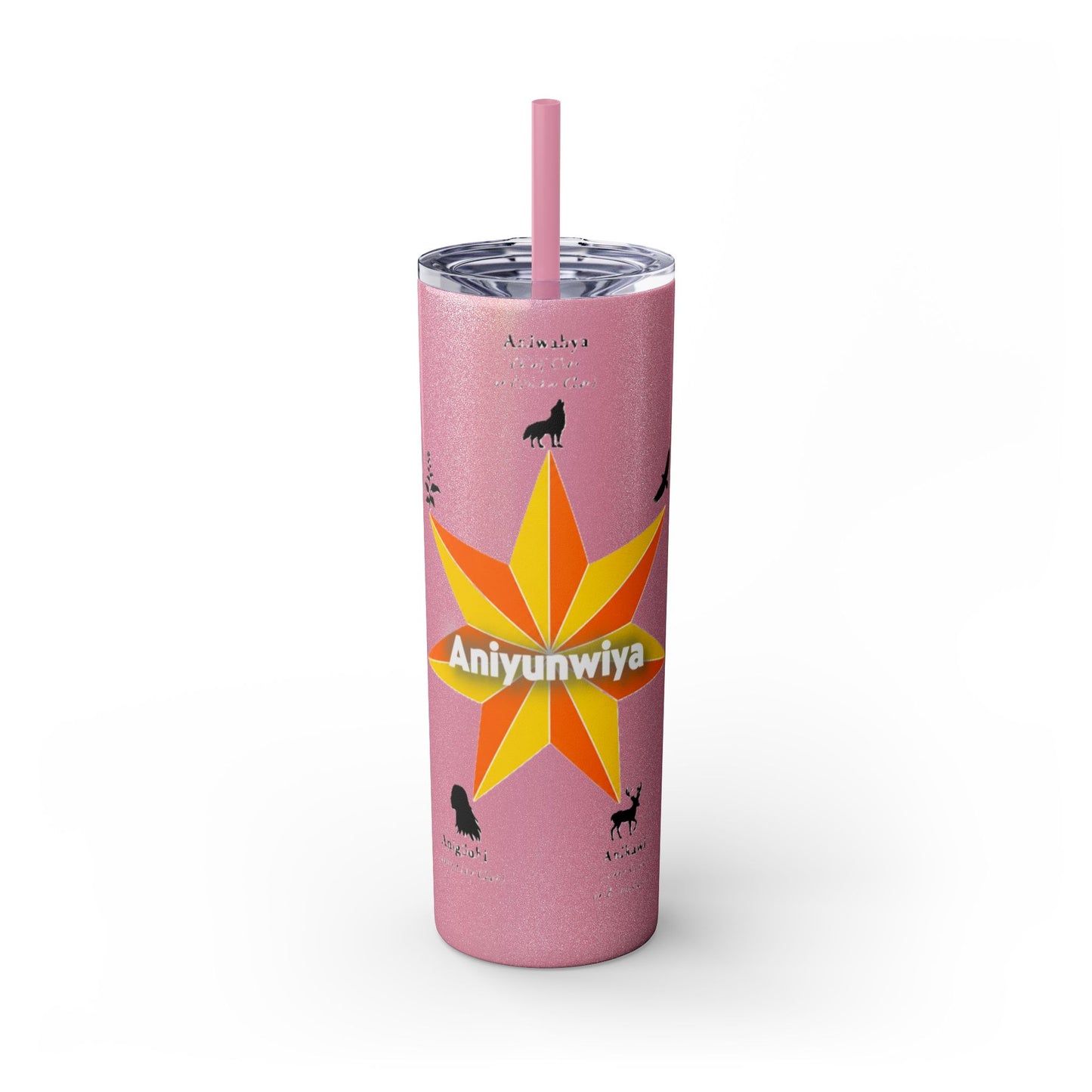 Cherokee 20oz Skinny Tumbler - Aniyunwiya Star Design with Straw