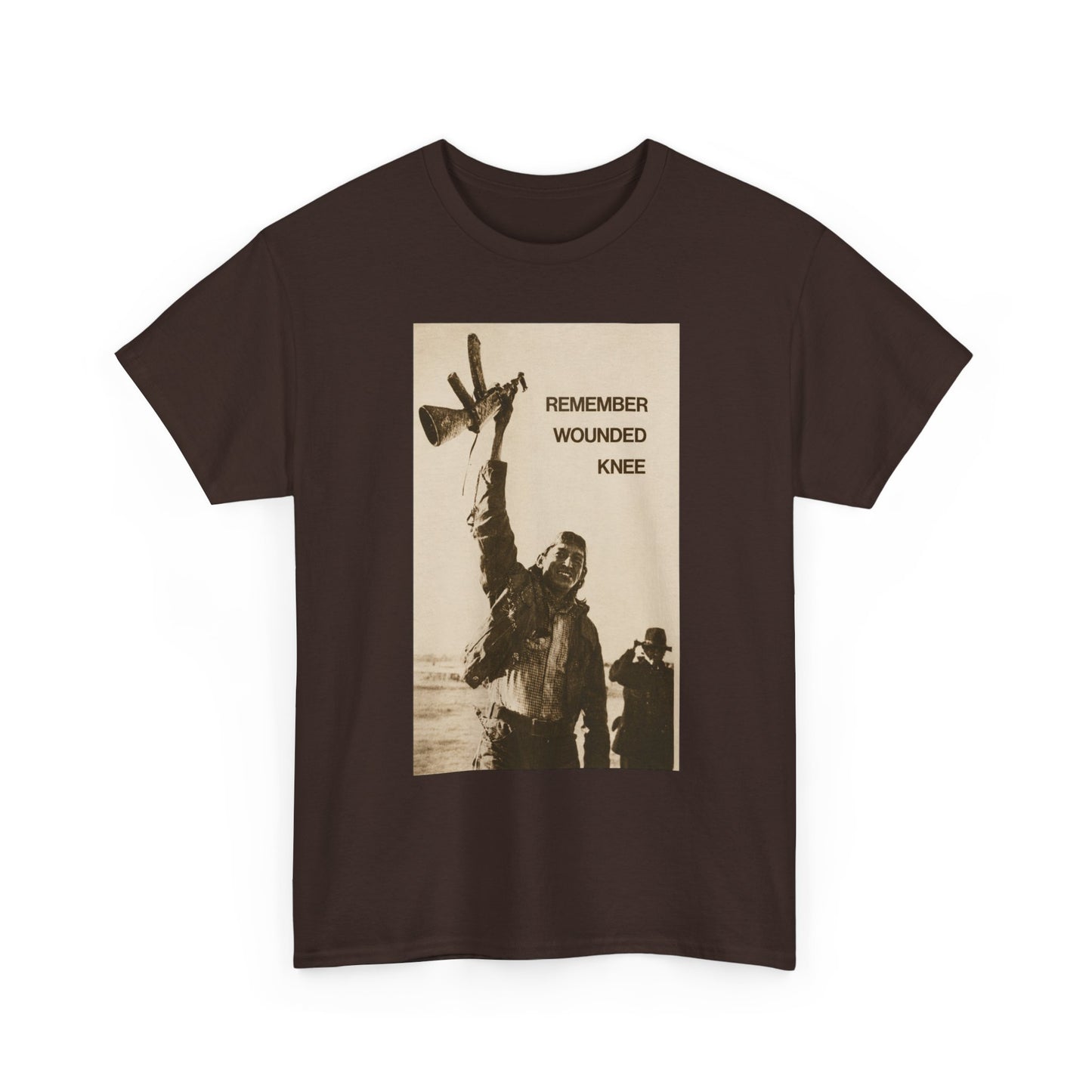 T-Shirt — 'Remember Wounded Knee' Historical Protest Tee with Arrow Emblem