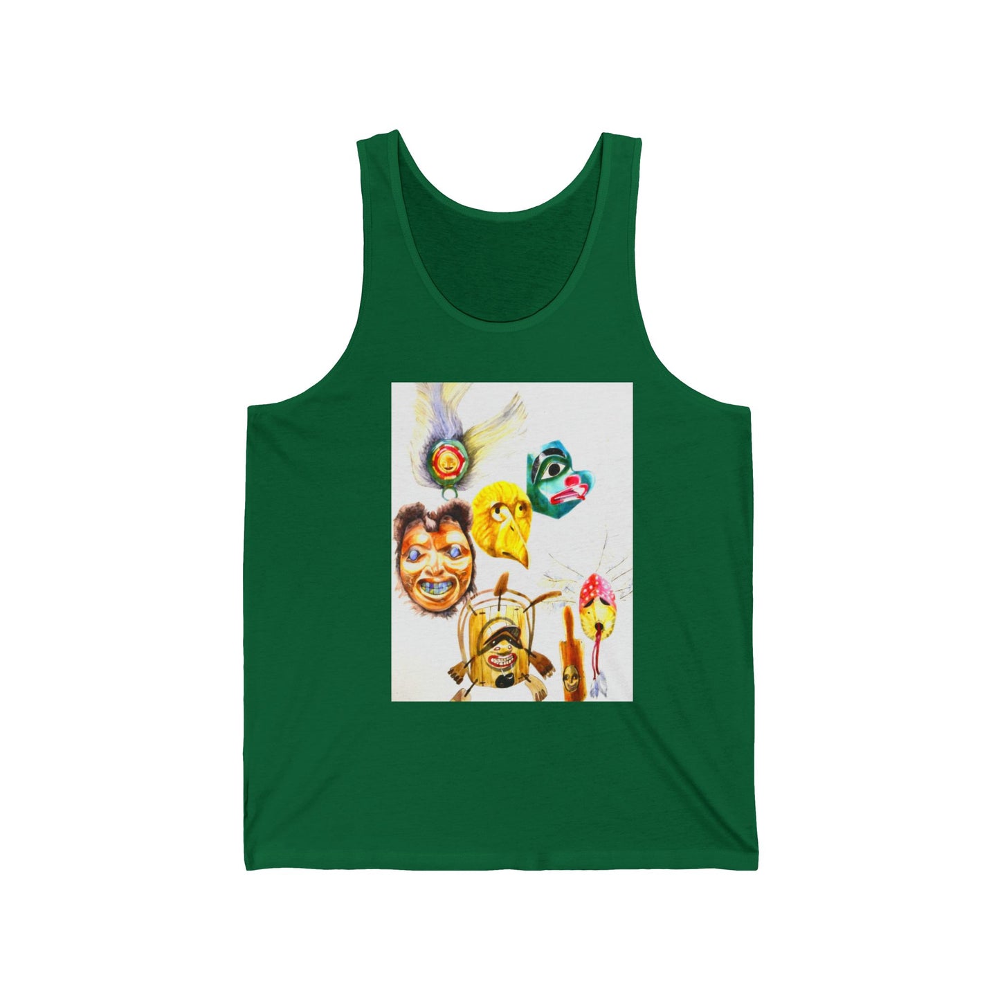 Masks Graphic Tank Top — Boho Festival Summer Tee