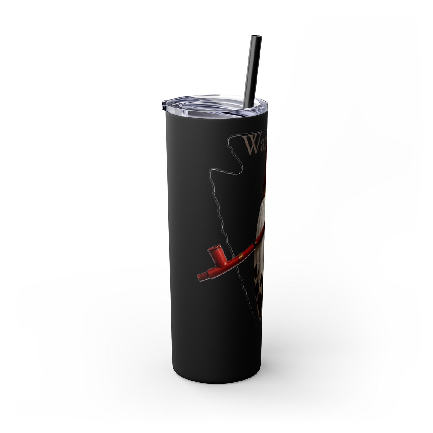 Osage Skinny Tumbler — Native Feather & Pipe Design 20oz Straw Cup