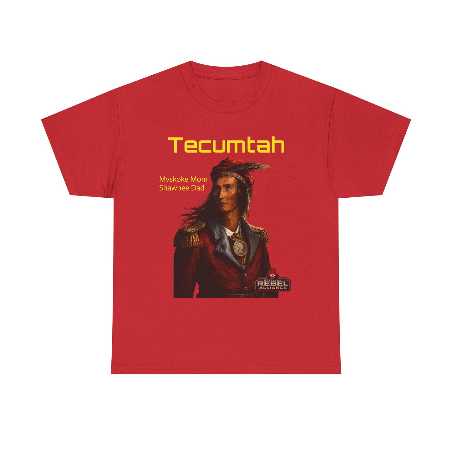 Tecumtah Native American Portrait T‑Shirt — Mvskoke Mom/Shawnee Dad Heritage Tee