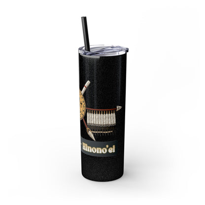 Cheyenne Arapaho 20oz Skinny Tumbler — Native American Shield & Arrows Design (Tsistsistas - Hinono'eitiit)