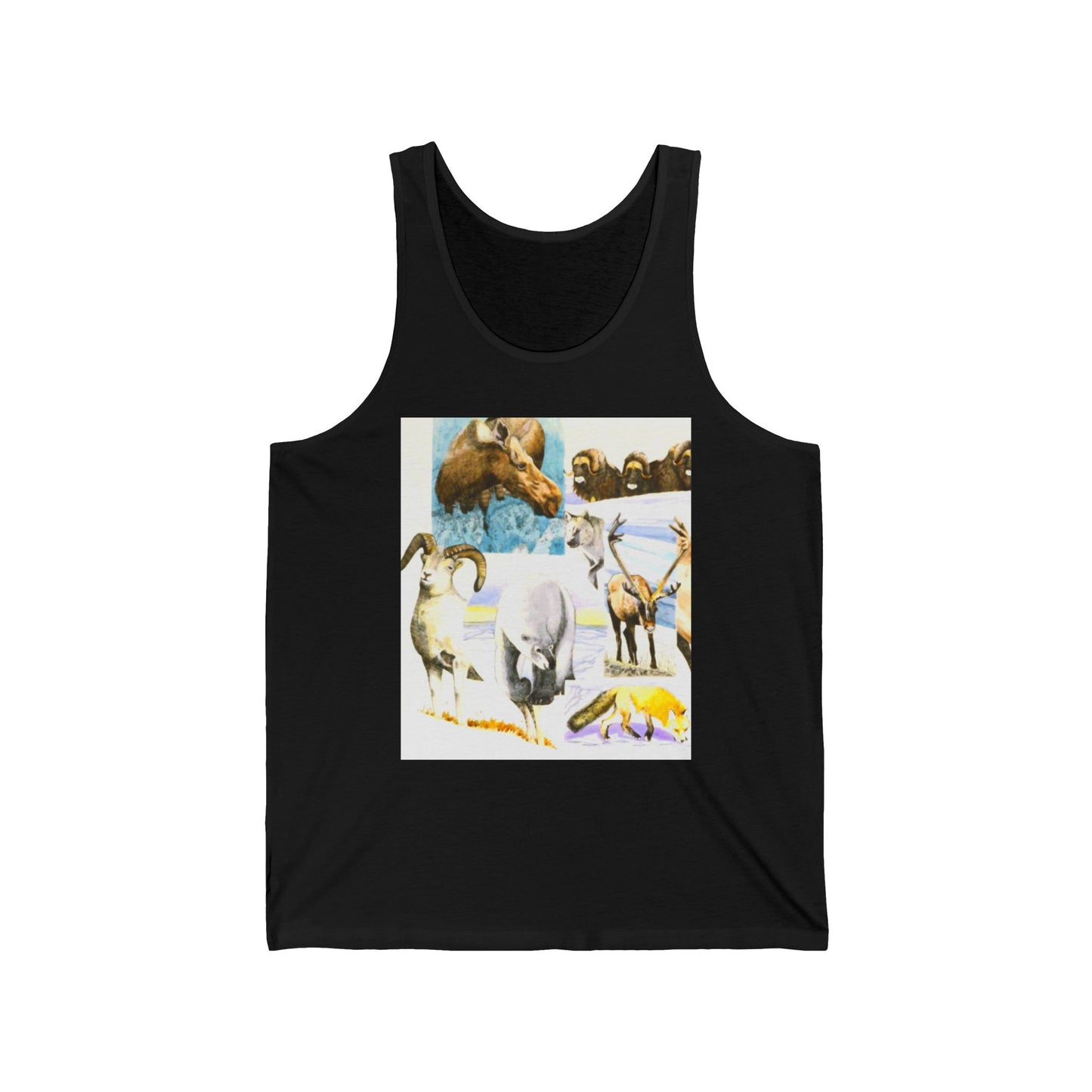 Wildlife Collage Tank Top — Vintage Animals & Arrow Back Graphic