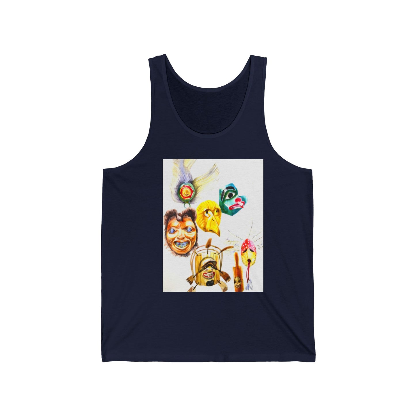Masks Graphic Tank Top — Boho Festival Summer Tee