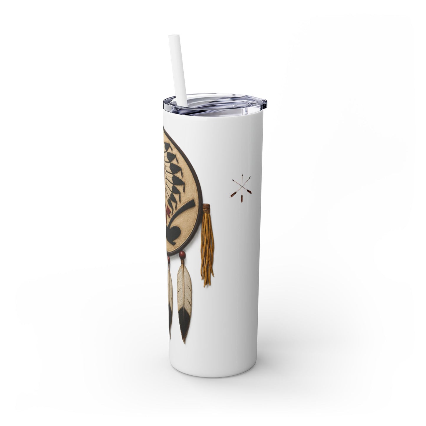 Iowa 20oz Skinny Tumbler with Native Dreamcatcher Design - 'Pahodje' Travel Straw Cup