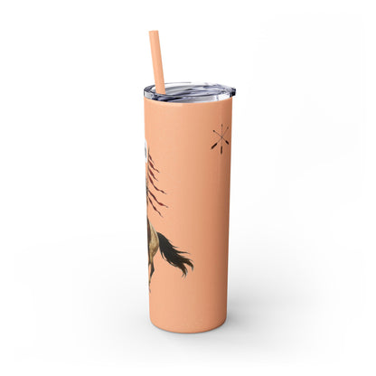 Comanche Numunah Warrior Horse 20oz Skinny Tumbler with Straw — Native American Inspired Travel Cup