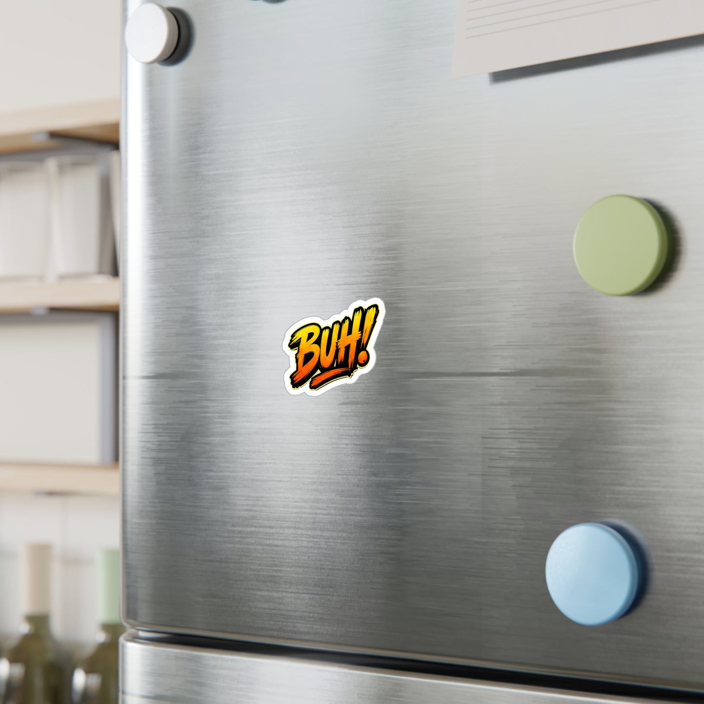 BUH! Kiss-Cut Vinyl Sticker — Bold Comic-Style Decal for Laptops, Water Bottles & Windows