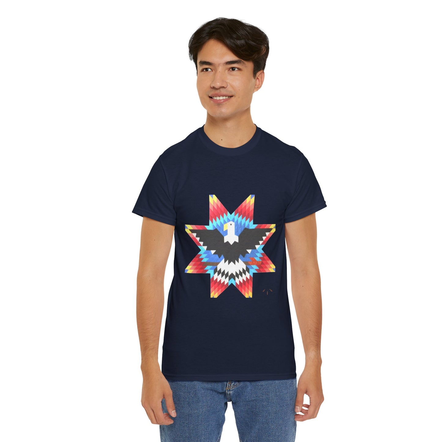 T-Shirt — Colorful Native Star Eagle Graphic Tee (Front Eagle Star, Back Crossed Arrows)