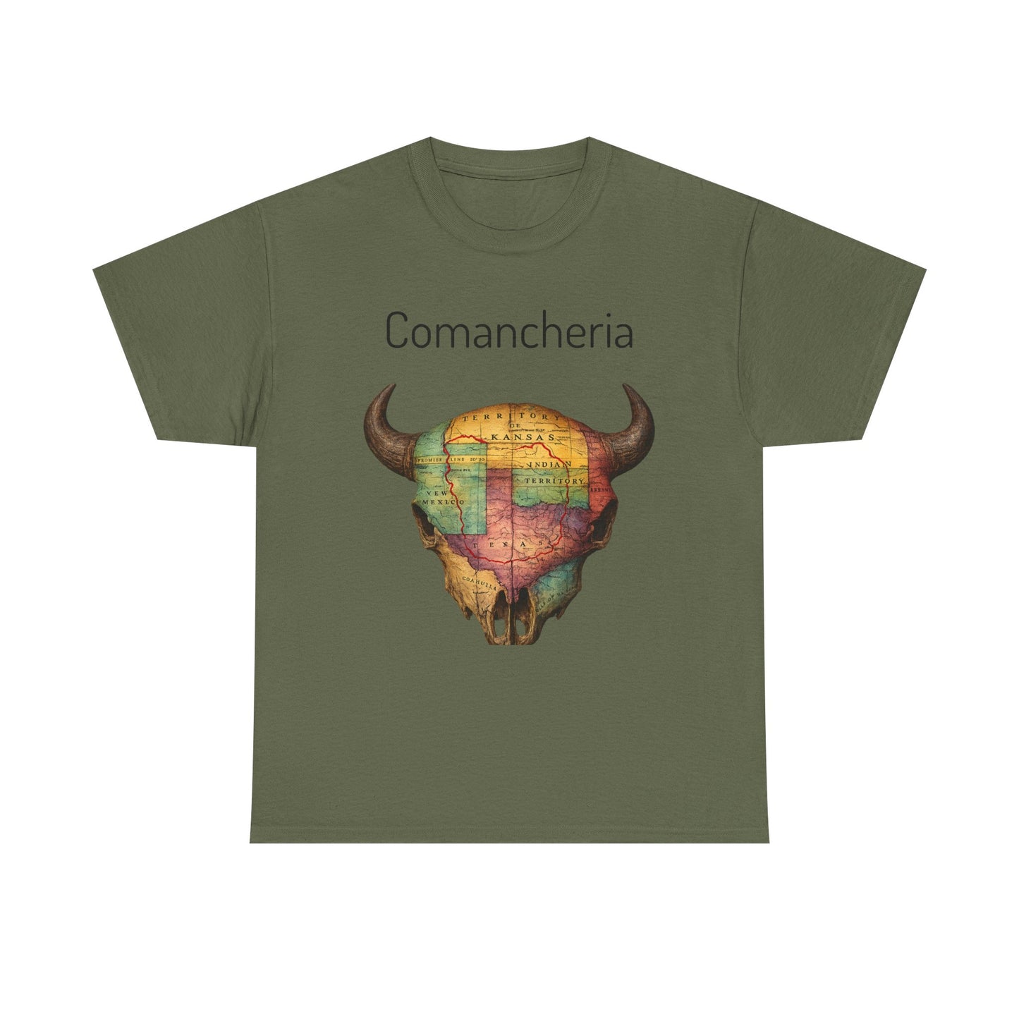 Comancheria Buffalo Skull T-Shirt — Western Map Graphic Tee