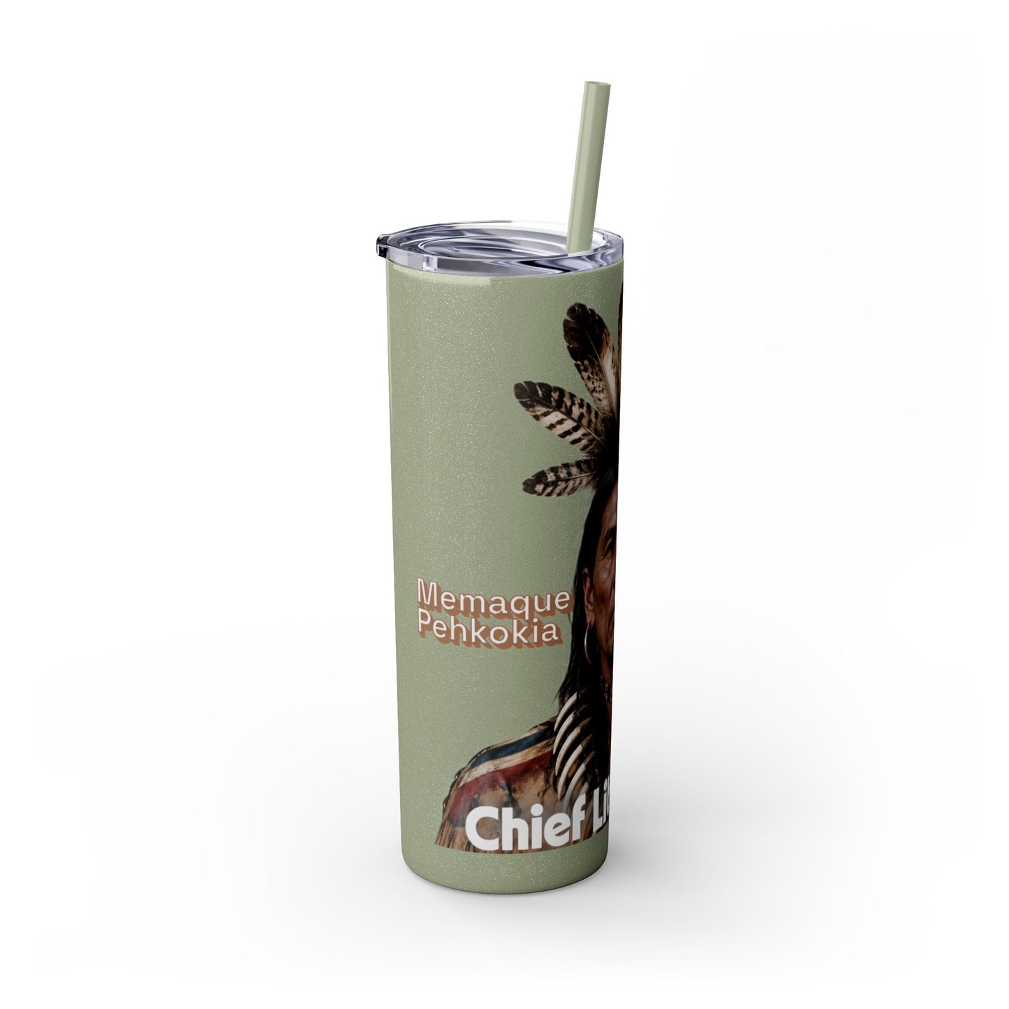 Miami 20oz Skinny Tumbler with Straw — Native Chief Portrait Travel Cup