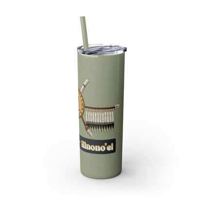 Cheyenne Arapaho 20oz Skinny Tumbler — Native American Shield & Arrows Design (Tsistsistas - Hinono'eitiit)
