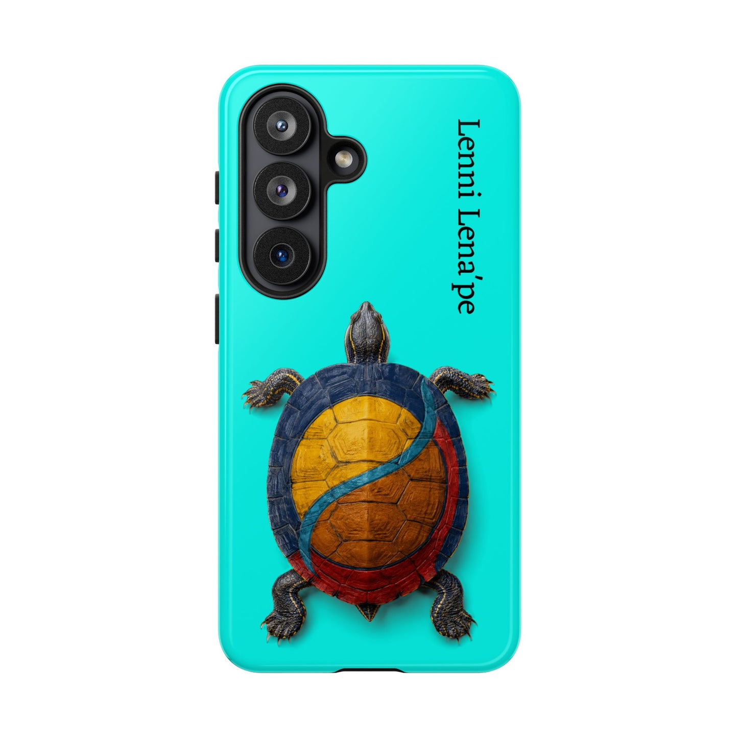 Delaware W. Turtle Phone Case — Colorful Sea Turtle Protective iPhone Cover (Lemmi Lenape Text)