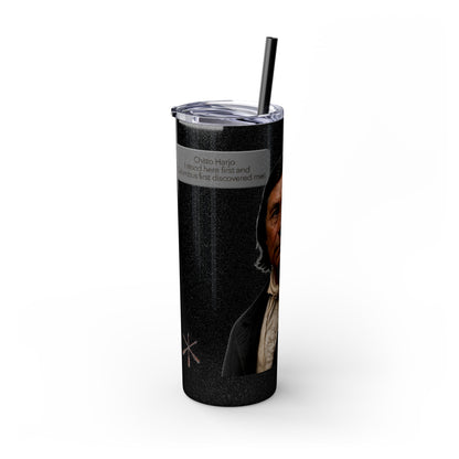 Chitto Harjo 20oz Skinny Tumbler with Classic Native American Portrait — Travel Straw Cup