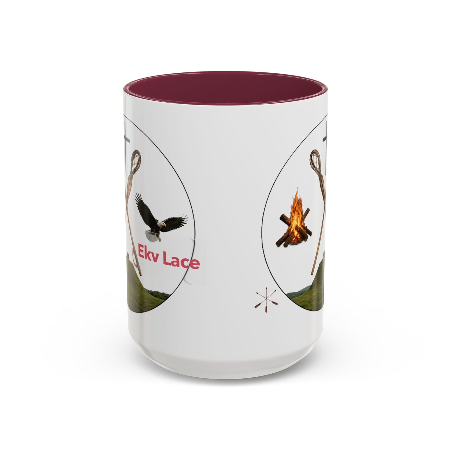 Kialegee Adventure Mug — 'Ekv Lace' Cross, Eagle & Campfire Ceramic Coffee Cup (11oz/15oz)