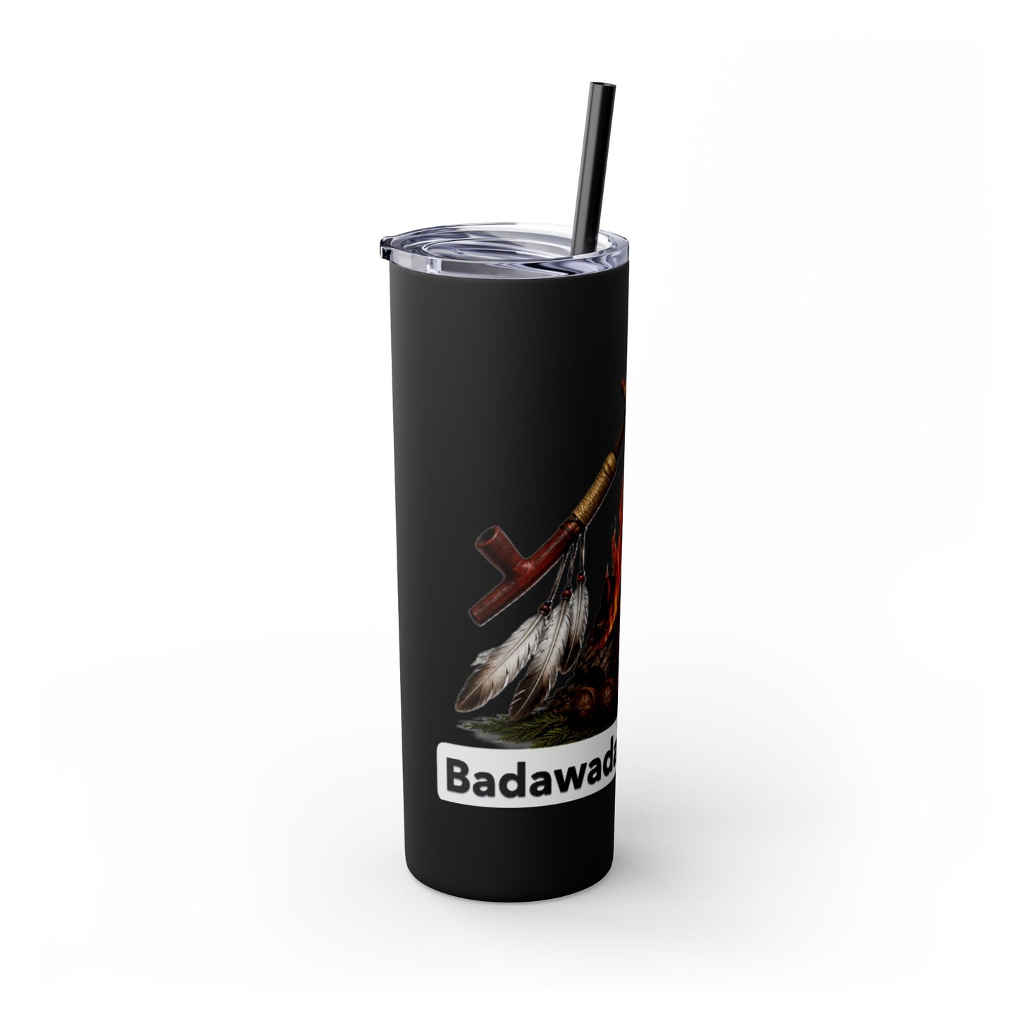 Pottawatomie Campfire Badge Skinny Tumbler 20oz — Badawadame Nation Design