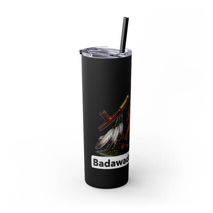 Pottawatomie Campfire Badge Skinny Tumbler 20oz — Badawadame Nation Design