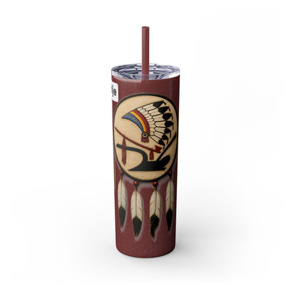 Iowa 20oz Skinny Tumbler with Native Dreamcatcher Design - 'Pahodje' Travel Straw Cup