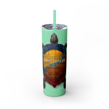 Delaware West Turtle Skinny Tumbler 20oz — Colorful Sea Turtle Travel Cup with Straw