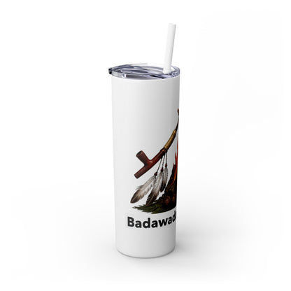 Pottawatomie Campfire Badge Skinny Tumbler 20oz — Badawadame Nation Design