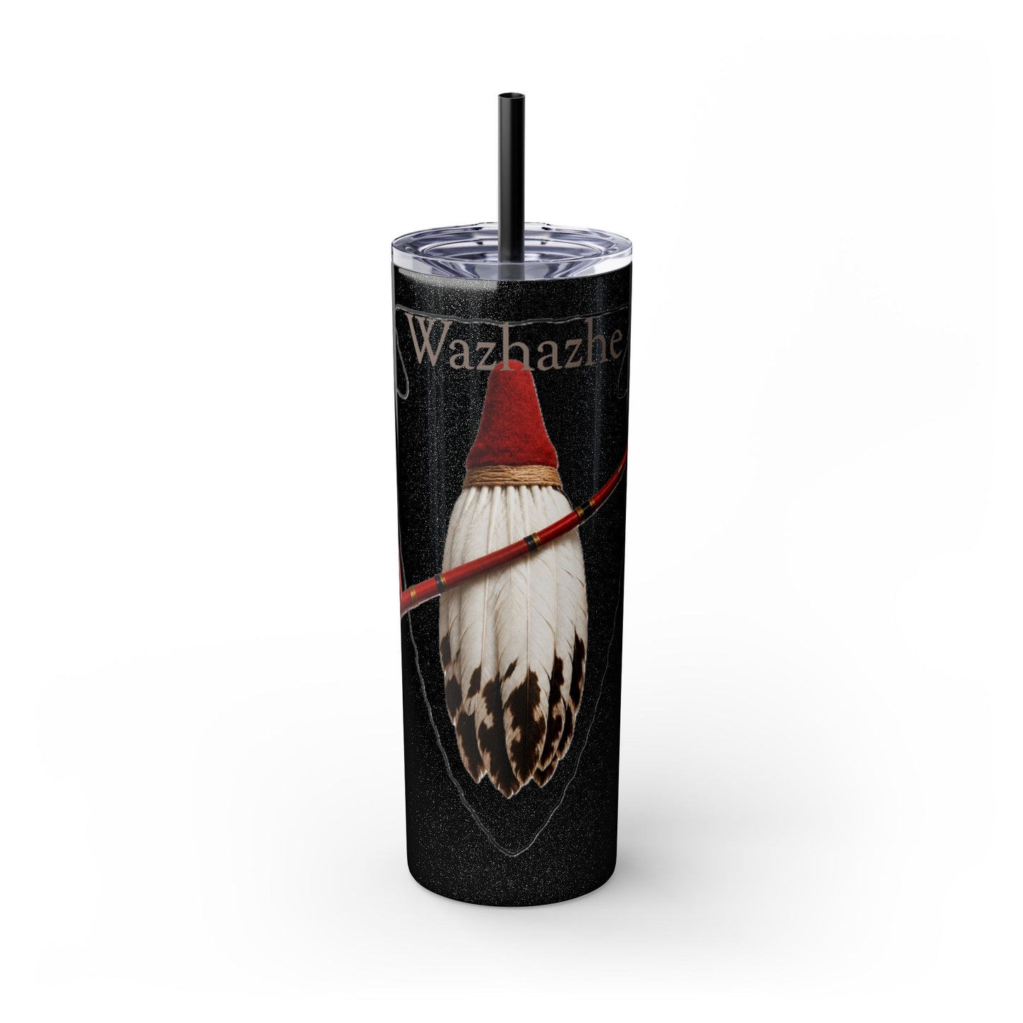 Osage Skinny Tumbler — Native Feather & Pipe Design 20oz Straw Cup
