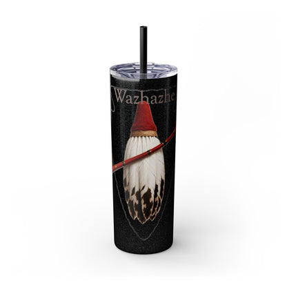 Osage Skinny Tumbler — Native Feather & Pipe Design 20oz Straw Cup