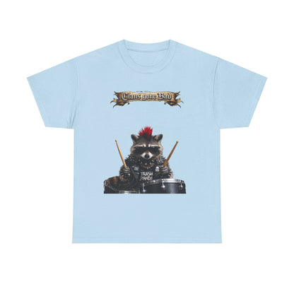 ClansDrummer Raccoon Graphic Tee — "Chaos Goes Brrr" Cute Punk Rock T-Shirt