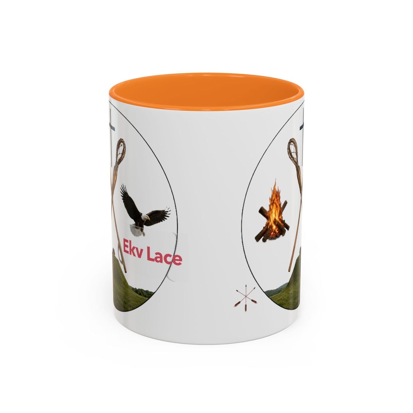 Kialegee Adventure Mug — 'Ekv Lace' Cross, Eagle & Campfire Ceramic Coffee Cup (11oz/15oz)