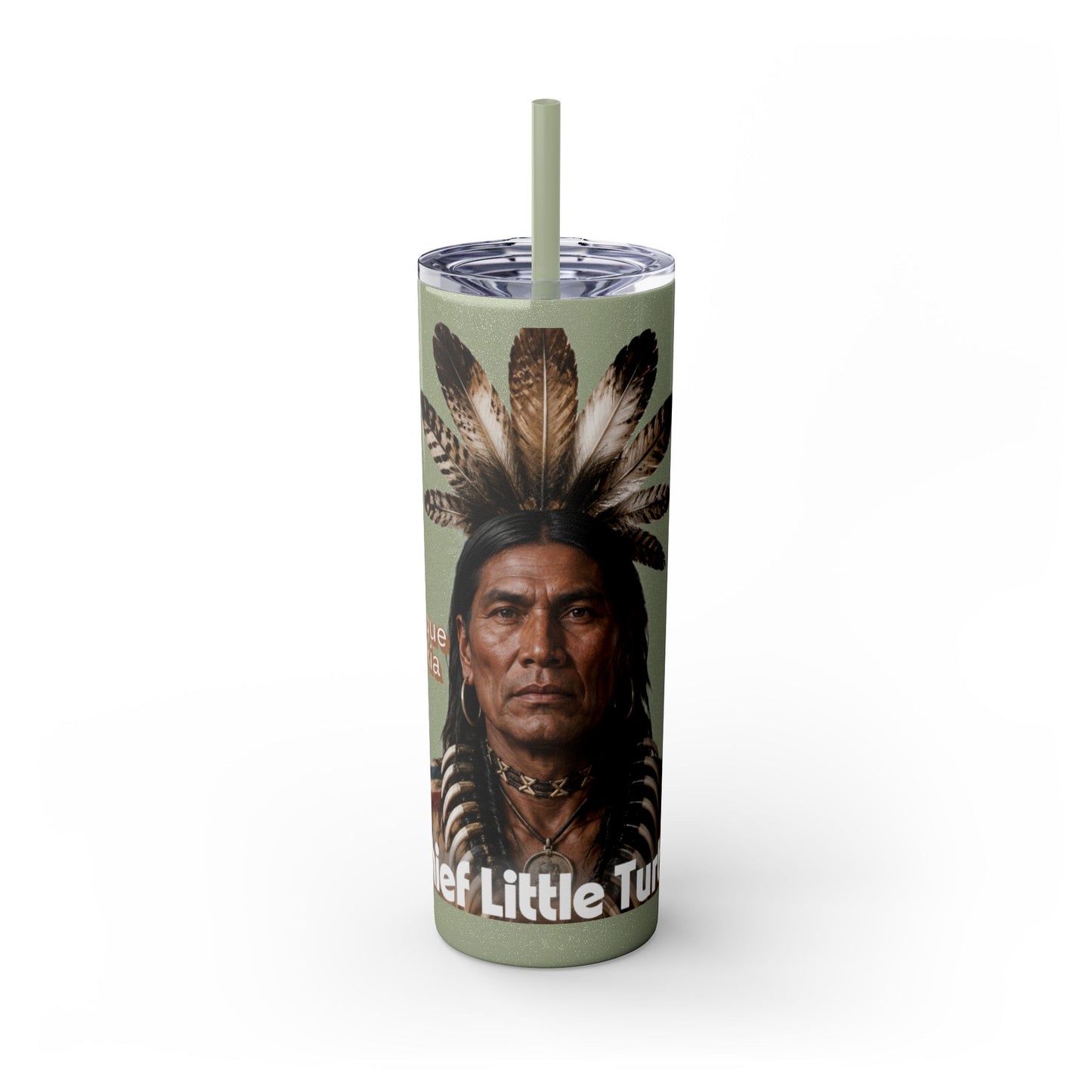 Miami 20oz Skinny Tumbler with Straw — Native Chief Portrait Travel Cup