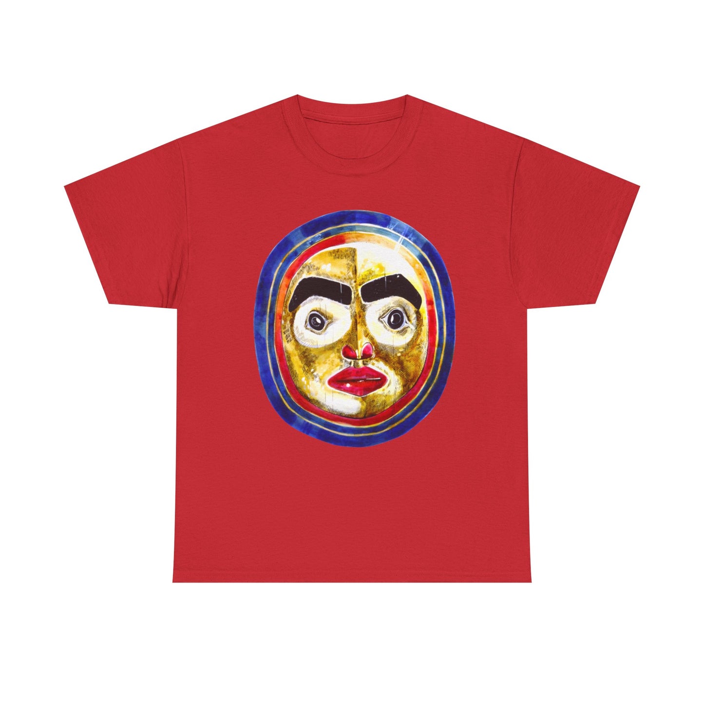 Moon Mask Art Tee — Colorful Surreal Face Graphic T-Shirt