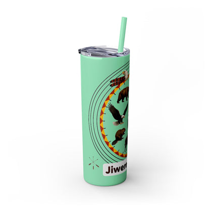 Otoe Missouria Native Animal Medicine Wheel 20oz Skinny Tumbler with Straw