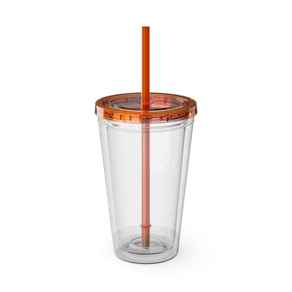 Aztec Sunsplash 16oz Insulated Straw Tumbler — Historical Artifact Illustration Design