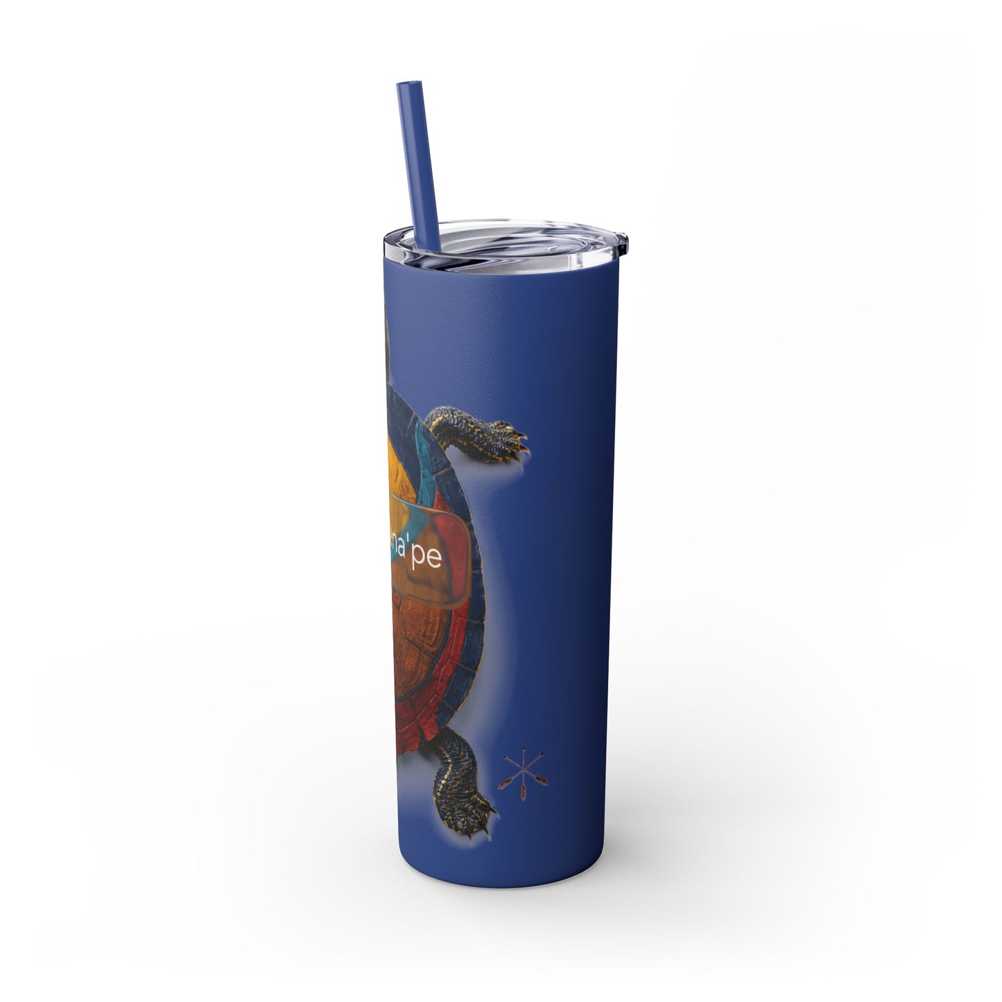 Delaware West Turtle Skinny Tumbler 20oz — Colorful Sea Turtle Travel Cup with Straw