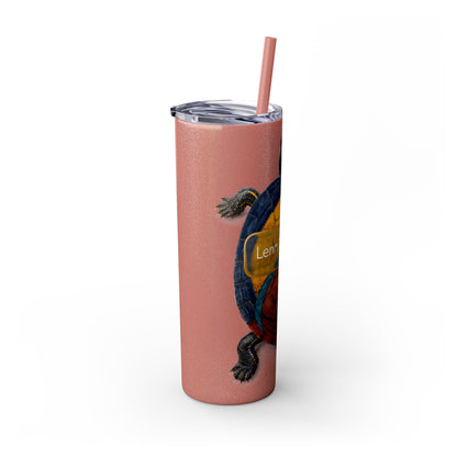 Delaware West Turtle Skinny Tumbler 20oz — Colorful Sea Turtle Travel Cup with Straw