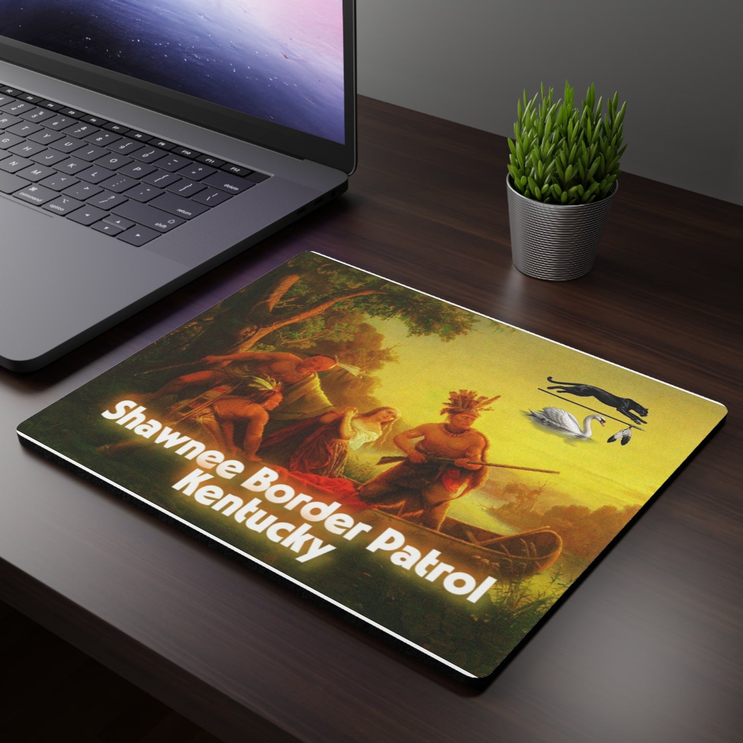 East Shawnee Border Patrol Kentucky Rectangular Mouse Pad — Vintage Frontier Art Desk Mat